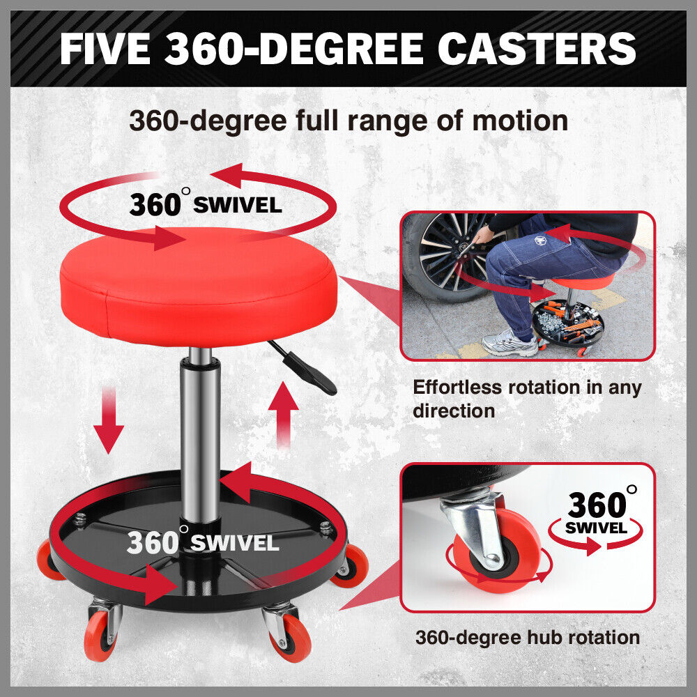 SEDY 150kg Load Pneumatic Roller Seat Mechanic Rolling Stool With Tool Tray AU V465-86197