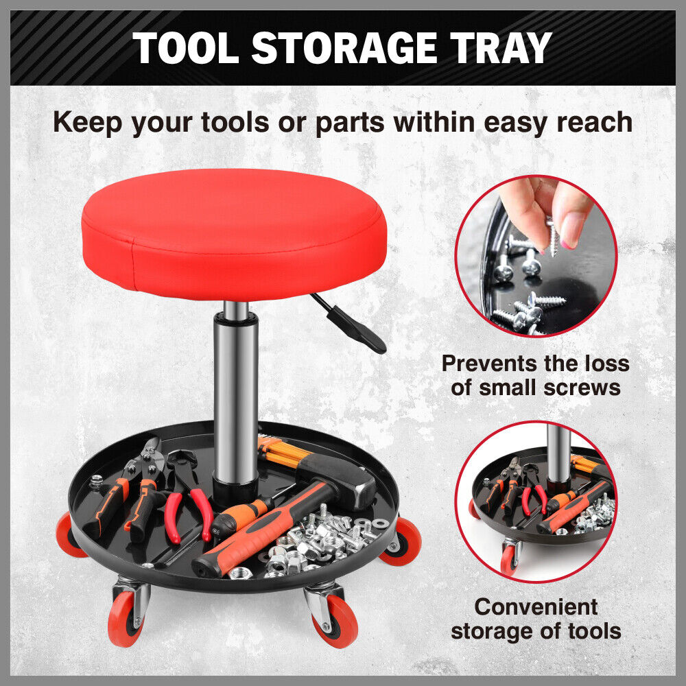 SEDY 150kg Load Pneumatic Roller Seat Mechanic Rolling Stool With Tool Tray AU V465-86197