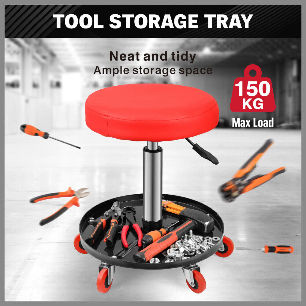 SEDY 150kg Load Pneumatic Roller Seat Mechanic Rolling Stool With Tool Tray AU V465-86197