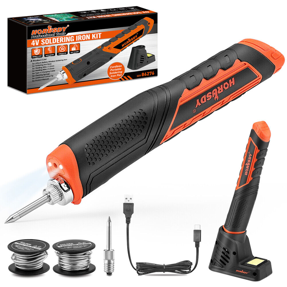 HORUSDY 8W 4V Max Cordless Soldering Iron Rechargeable with Lithium-Ion Battery V465-86276