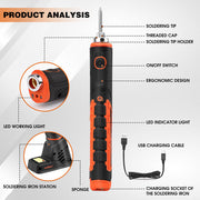 HORUSDY 8W 4V Max Cordless Soldering Iron Rechargeable with Lithium-Ion Battery V465-86276