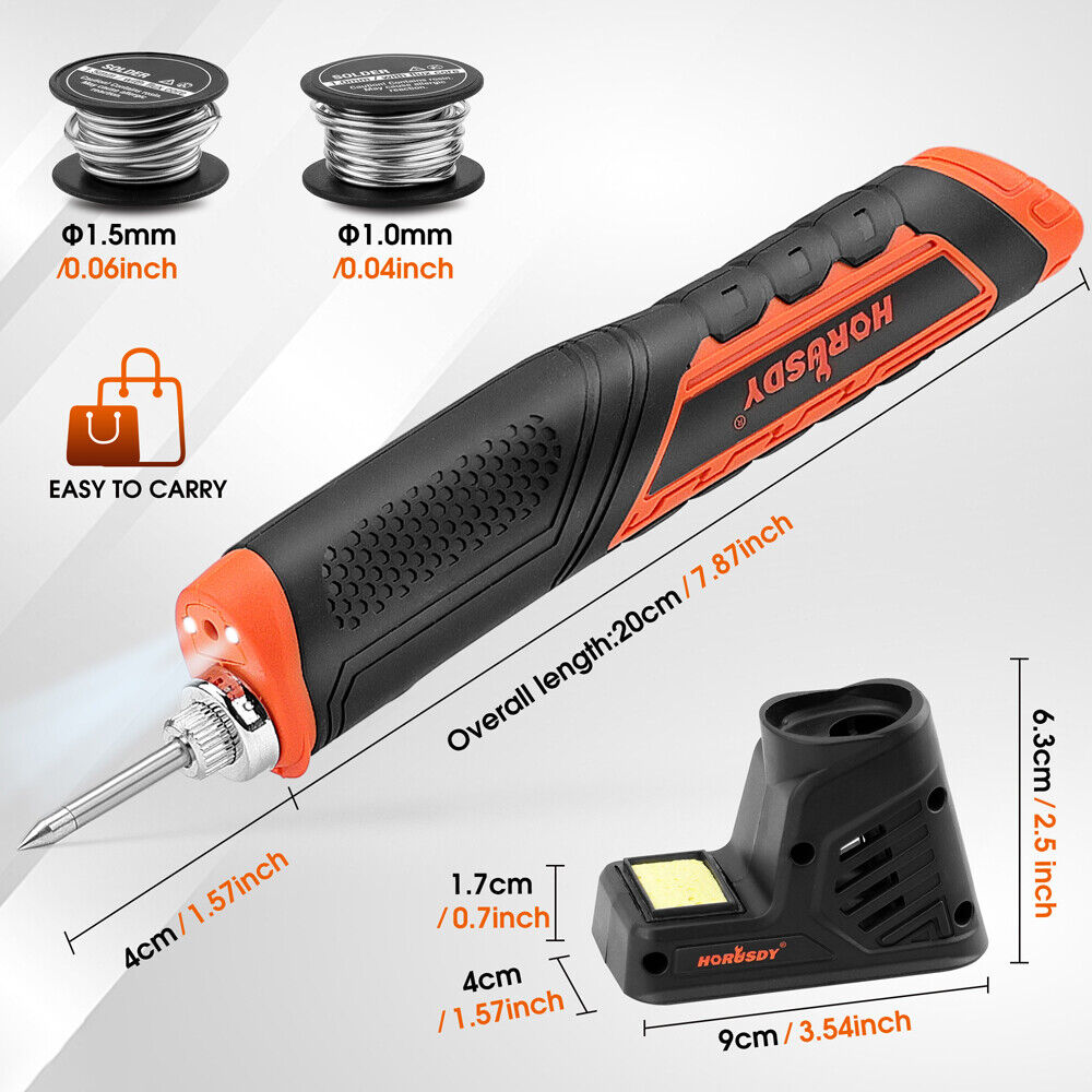 HORUSDY 8W 4V Max Cordless Soldering Iron Rechargeable with Lithium-Ion Battery V465-86276