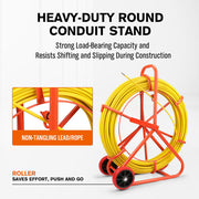 150Mx8MM Fish Tape Puller Fiberglass Wire Cable Running Duct Rodder Heavy Duty V465-86321