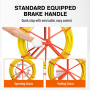 150Mx8MM Fish Tape Puller Fiberglass Wire Cable Running Duct Rodder Heavy Duty V465-86321