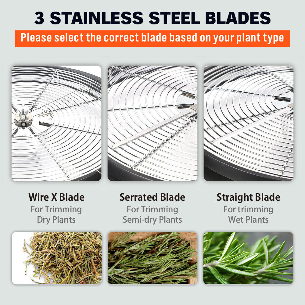 19 inch Bud Leaf Bowl Trimmer Tumble Stainless Steel Blades Twisted Spin Cut V465-86337