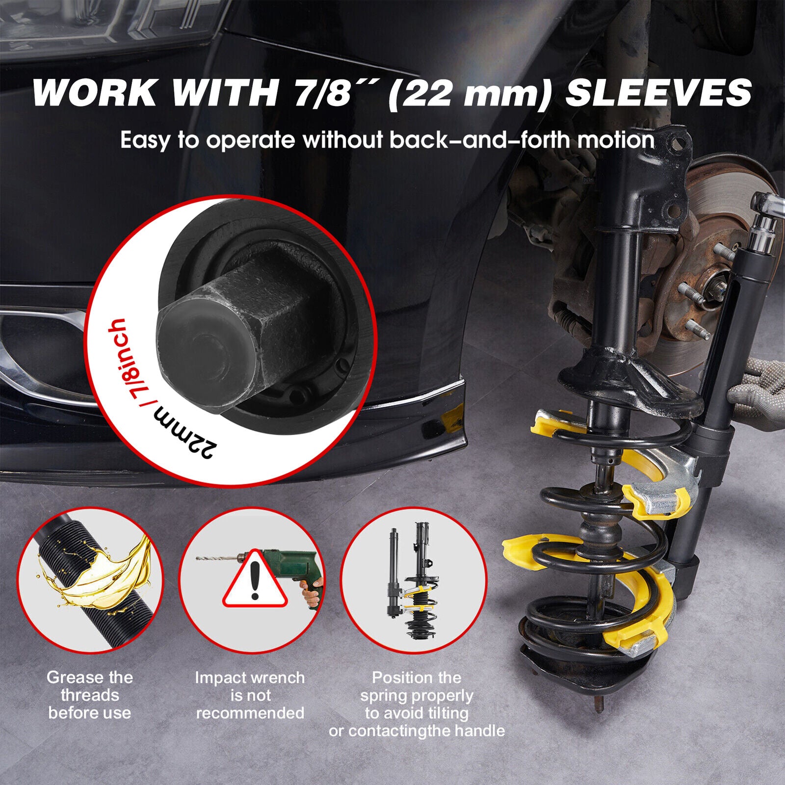 HORUSDY 4500Kg Macpherson Strut Coil Spring Compressor Dumper Extractor Tool V465-86347