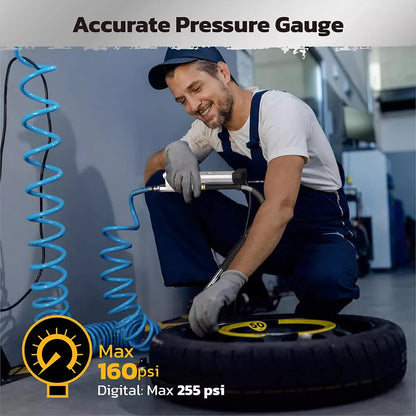 3in1 255PSI Tyre Inflator Car Motorcycle Air Tire Pressure Gauge Hose Pump Au V465-86466