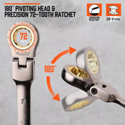 HORUSDY 18Pc Flexi-Head Ratchet Spanner Set Metric 6-30mm Spanners Nickle Plated V465-86471