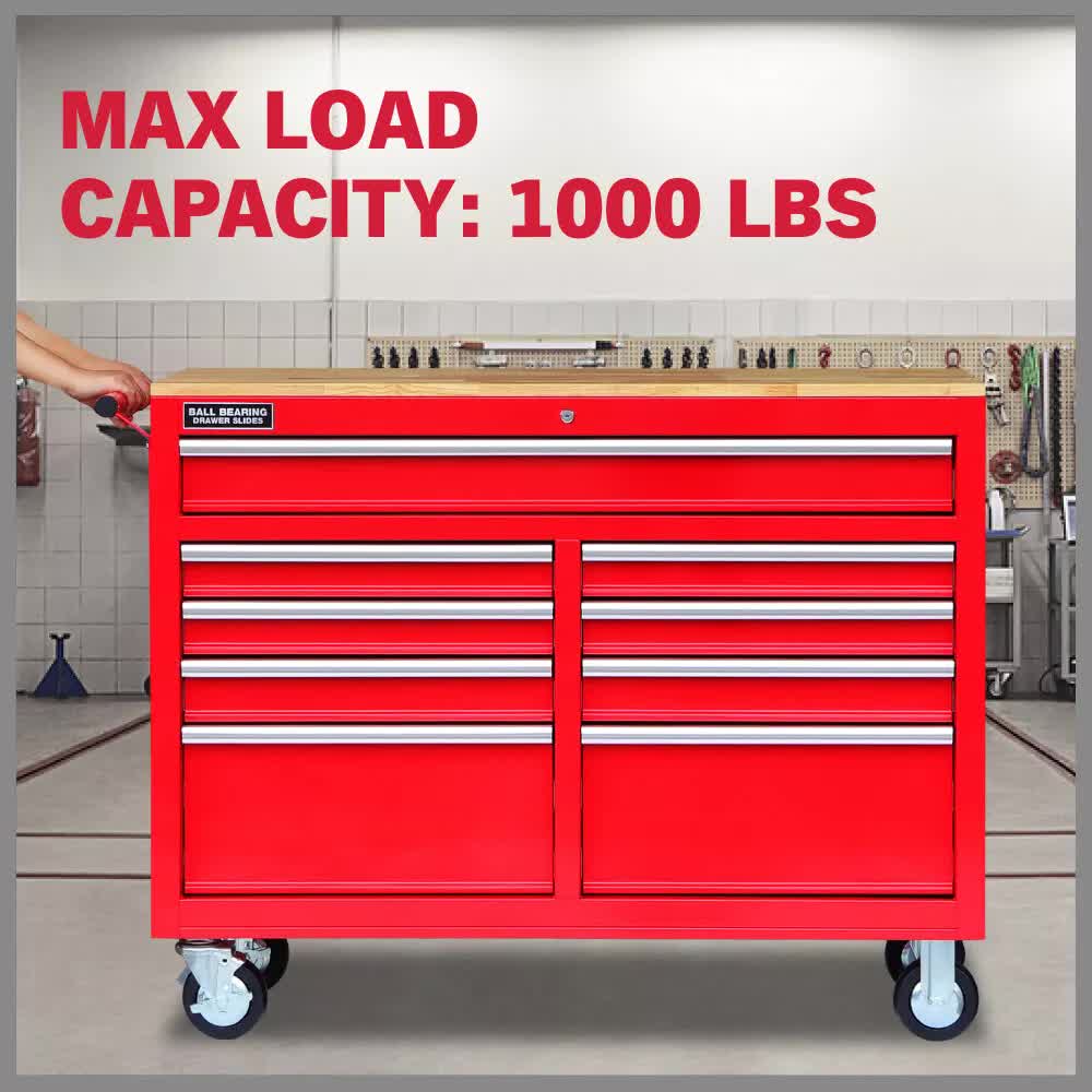 9 Drawers Tool Box Chest Cabinet Trolley Box Garage Storage Toolbox Red 1000lbs V465-86512