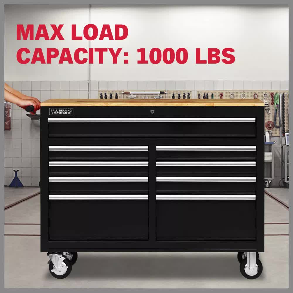 HORUSDY 9 Drawer Tool Box Chest Cabinet Trolley Box Garage Storage Toolbox Black V465-86513