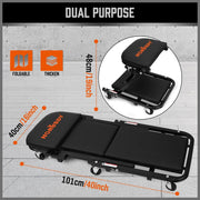 40inch 2 in 1 Folding Creeper Mechanic Z Seat Garage Workshop Rolling Work Stool V465-86693