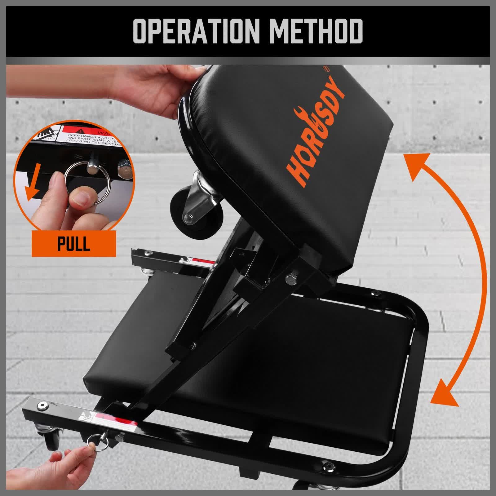 40inch 2 in 1 Folding Creeper Mechanic Z Seat Garage Workshop Rolling Work Stool V465-86693