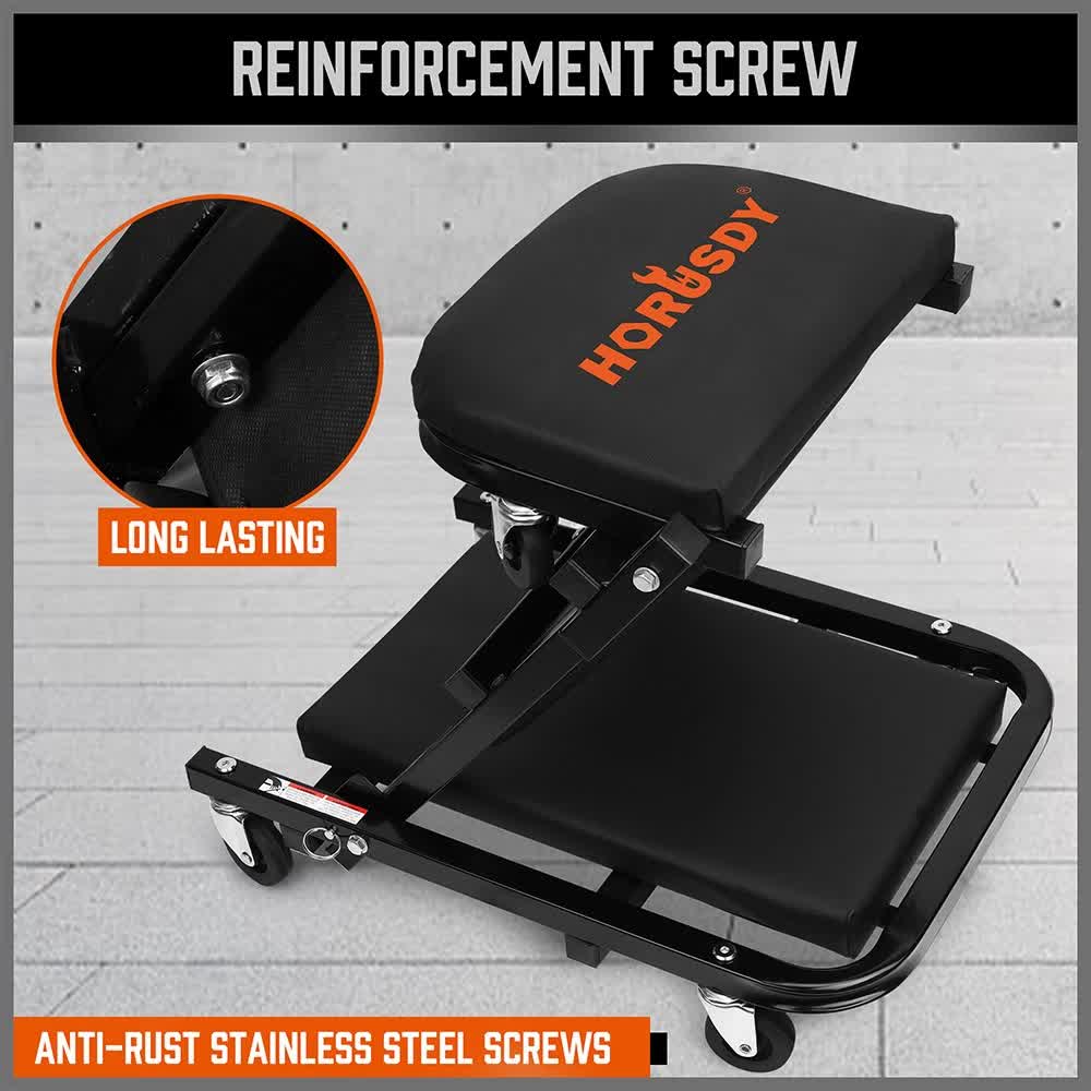40inch 2 in 1 Folding Creeper Mechanic Z Seat Garage Workshop Rolling Work Stool V465-86693
