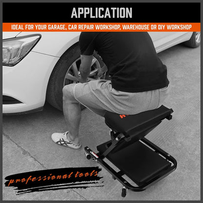 40inch 2 in 1 Folding Creeper Mechanic Z Seat Garage Workshop Rolling Work Stool V465-86693
