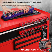 SEDY 2Pc Magnetic Socket Organizer 1/2 Drive Metric SAE Sockets Storage Holder V465-87039