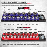 SEDY 2Pc Magnetic Socket Organizer 1/2 Drive Metric SAE Sockets Storage Holder V465-87039