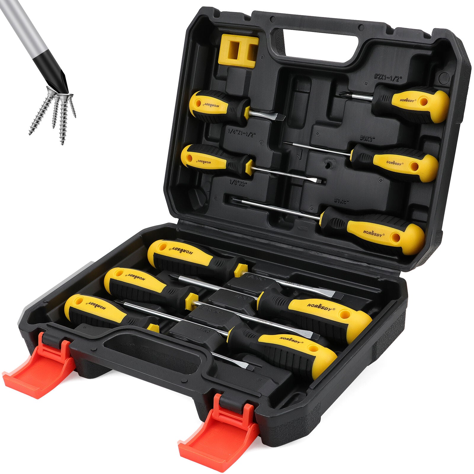11-Pieces Magnetic Screwdriver Set with Case Magnetizer Demagnetizer Flat Head V465-87049