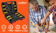 11-Pieces Magnetic Screwdriver Set with Case Magnetizer Demagnetizer Flat Head V465-87049