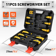 11-Pieces Magnetic Screwdriver Set with Case Magnetizer Demagnetizer Flat Head V465-87049