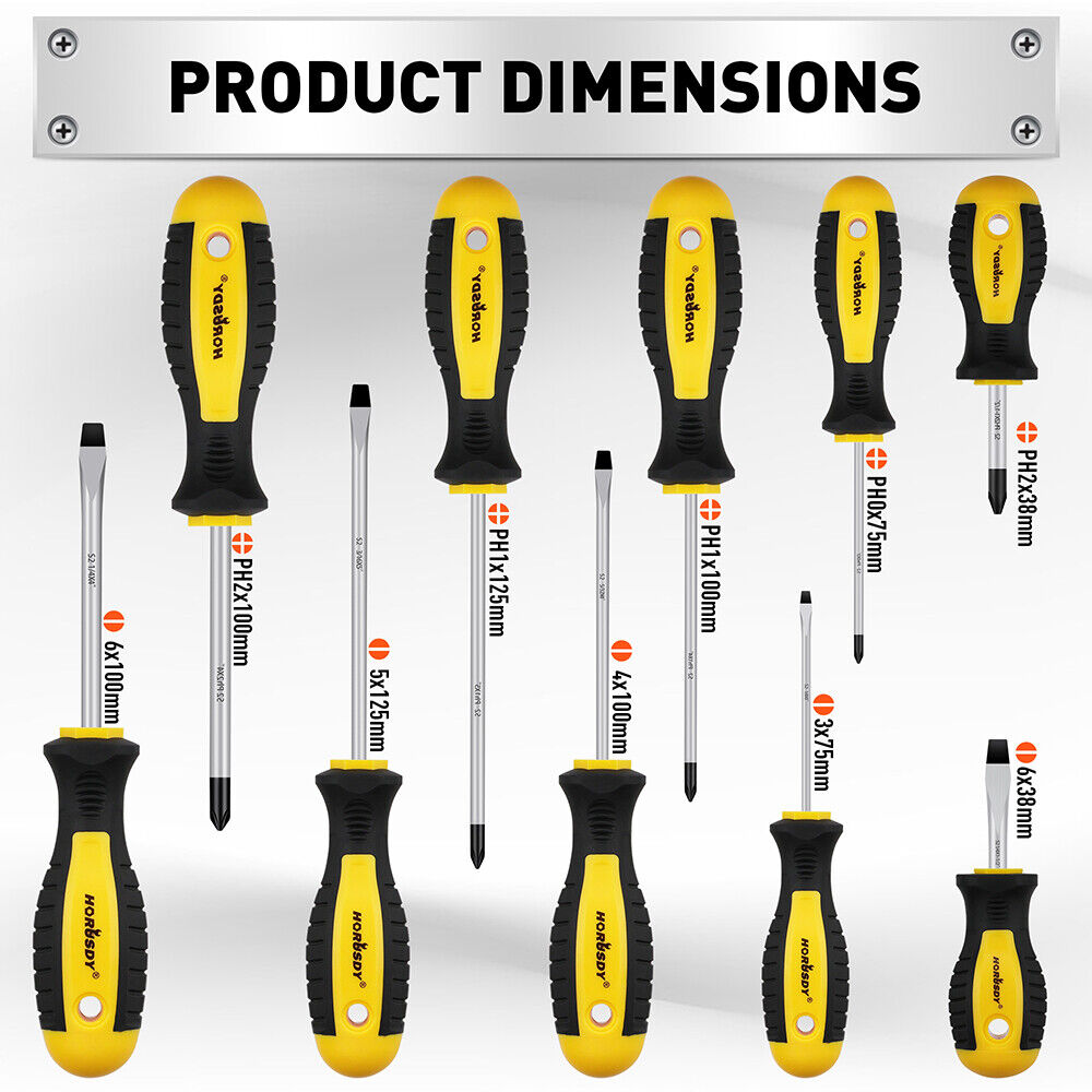 11-Pieces Magnetic Screwdriver Set with Case Magnetizer Demagnetizer Flat Head V465-87049