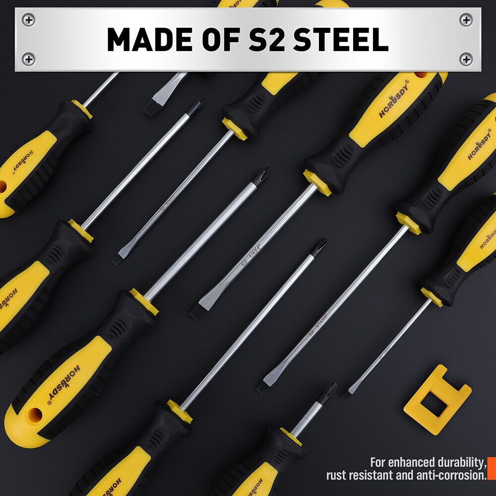 11-Pieces Magnetic Screwdriver Set with Case Magnetizer Demagnetizer Flat Head V465-87049