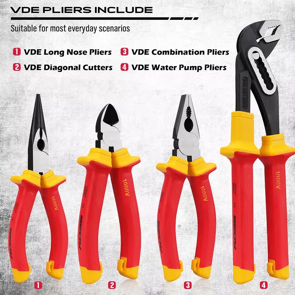Magnetic Insulated Screwdriver Pliers Set 1000V Electrical Tool Hose Pinch Box V465-87060