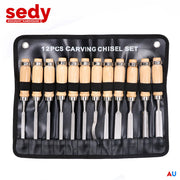 12Pc Wood Carving Chisel Set Knife High Carbon Steel Woodworking Rolling Pouch V465-87412-AU-2