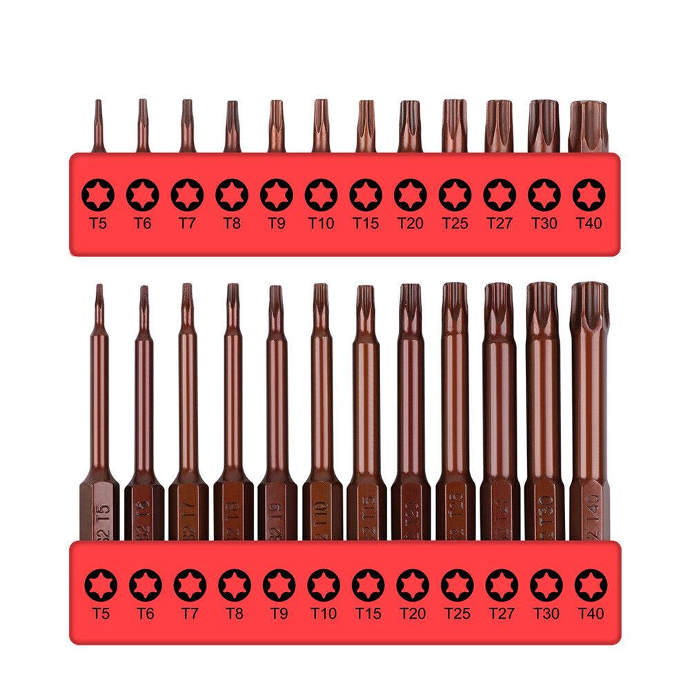 24Pc Torx Bit Set Star Head Screwdriver Bit Long Security Temper Proof T5-T40 V465-88008