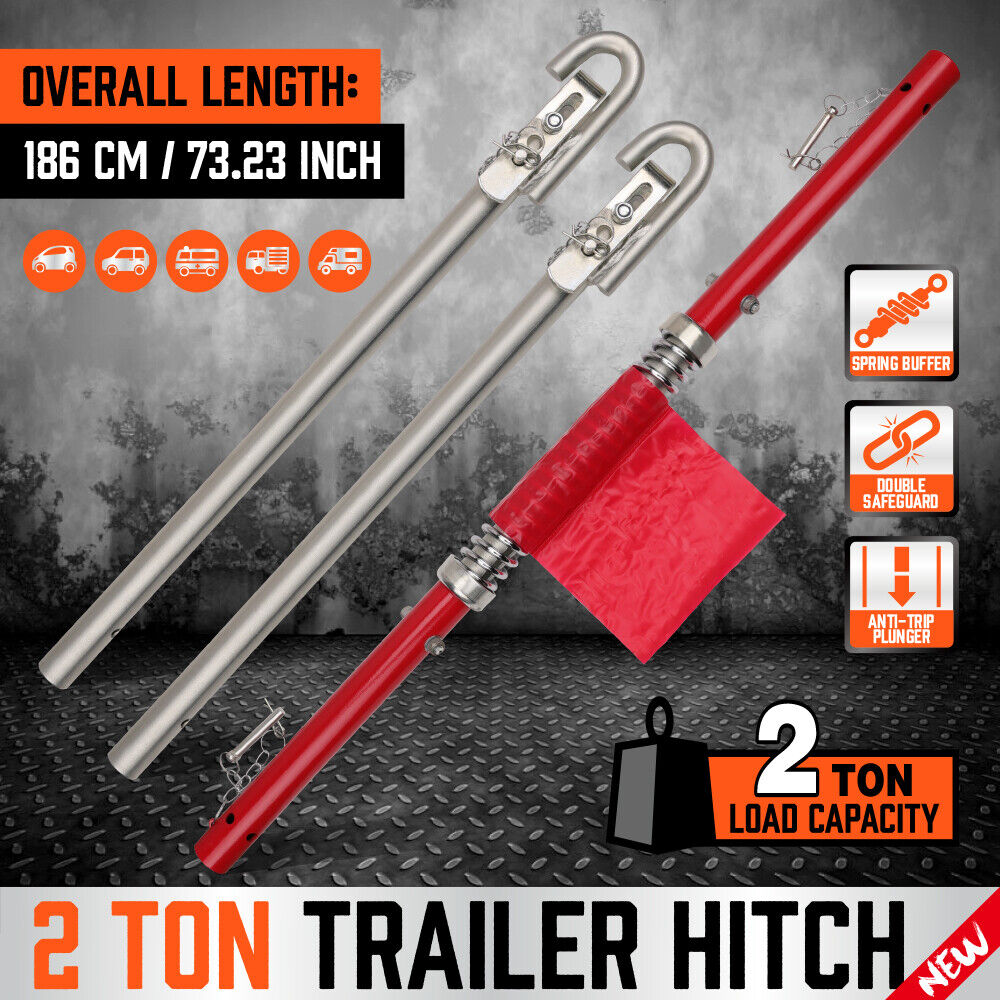 3Pcs 2 Ton Trailer Hitch 186cm Heavy Duty Tow Bar 4wd Trailer Spring Buffer Au V465-90069