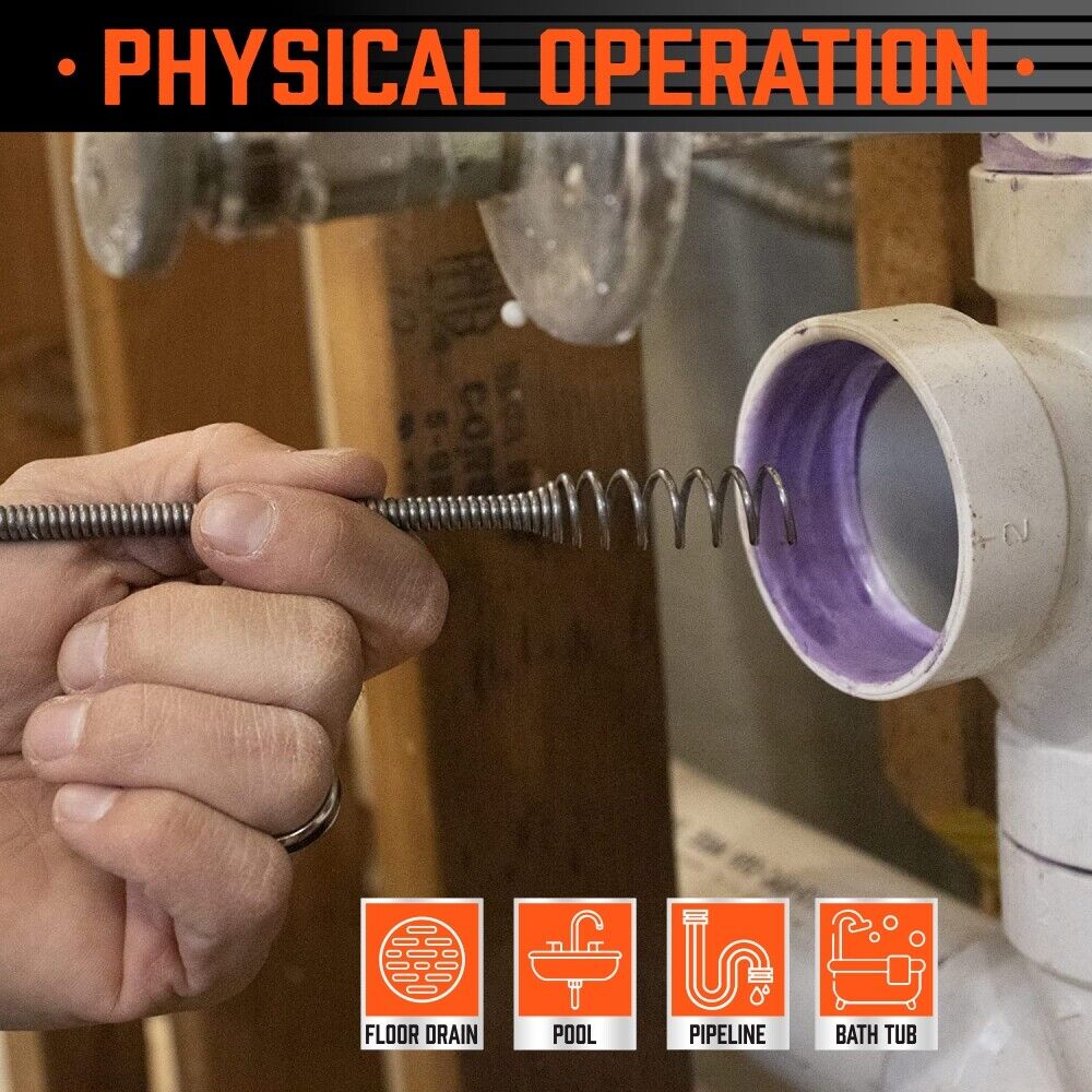 Drain Auger Drain Cleaner Unblocker Auger Sewage Pipe Cleaning Plumbing Tool V465-90527-AU-2