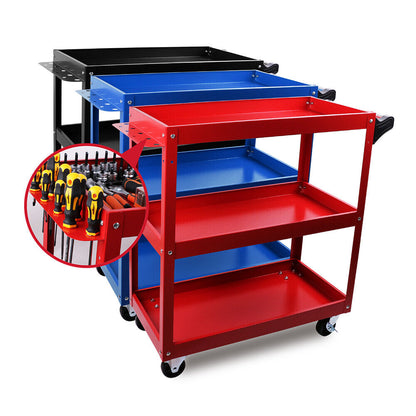 Red 3-Tier Tool Cart Trolley Toolbox Workshop Garage Storage 150KG Organizer Garage V465-91517