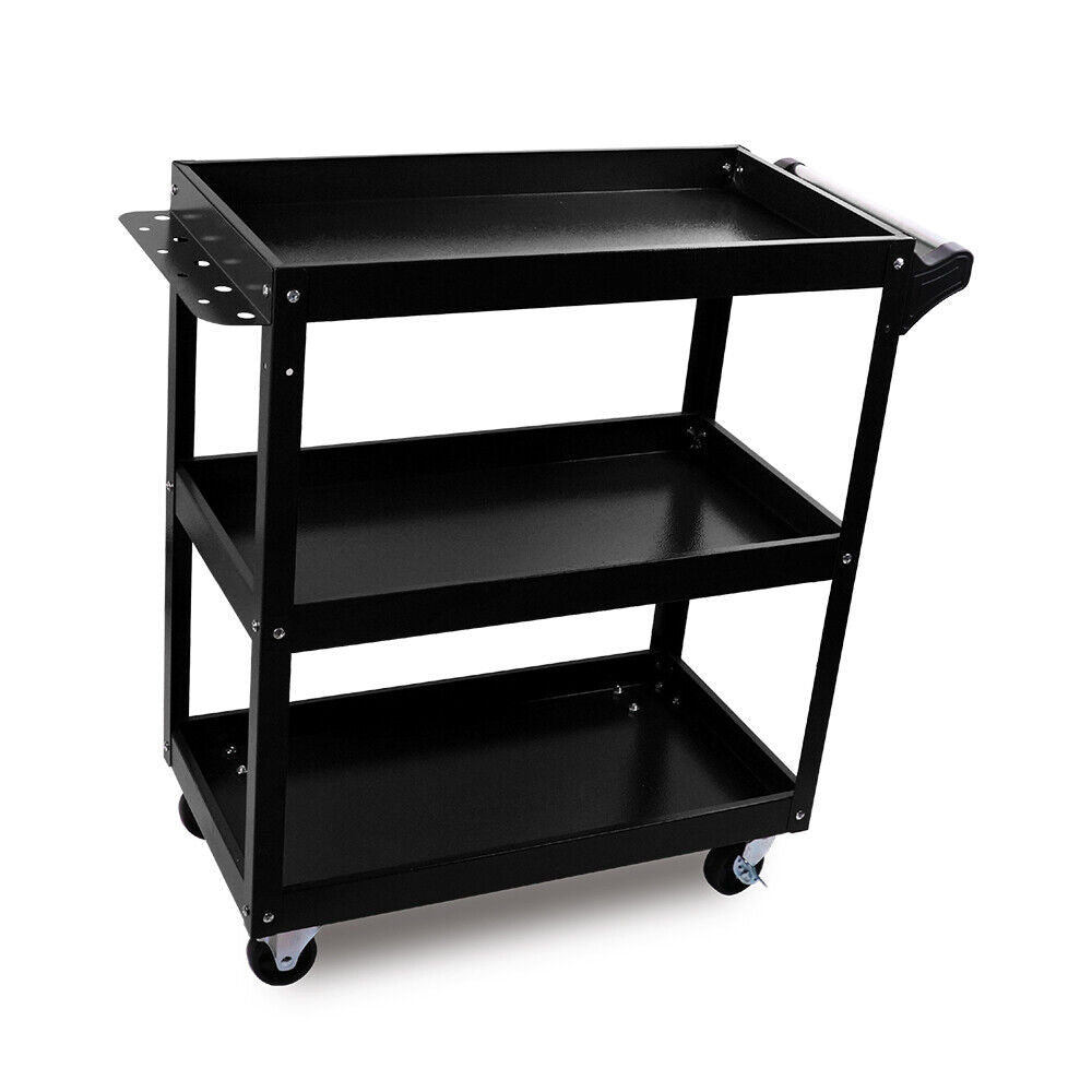Black 3-Tier Tool Cart Trolley Toolbox Workshop Garage Storage 150KG Organizer Garage V465-91519