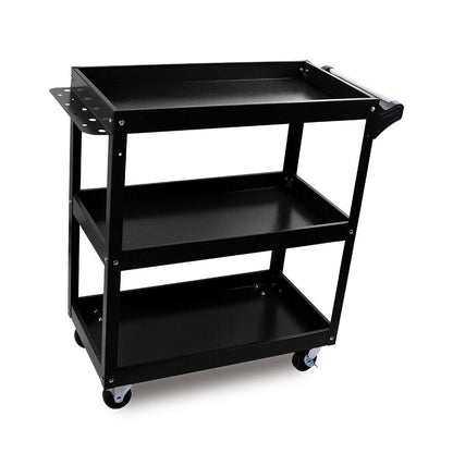 Black 3-Tier Tool Cart Trolley Toolbox Workshop Garage Storage 150KG Organizer Garage V465-91519