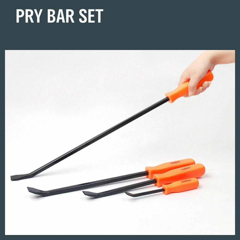 Horusdy 4Pc Steel Pry Bar Set Heavy Duty Mechanic Crowbar Car 4" 7" 12" 17-1/2" V465-93114