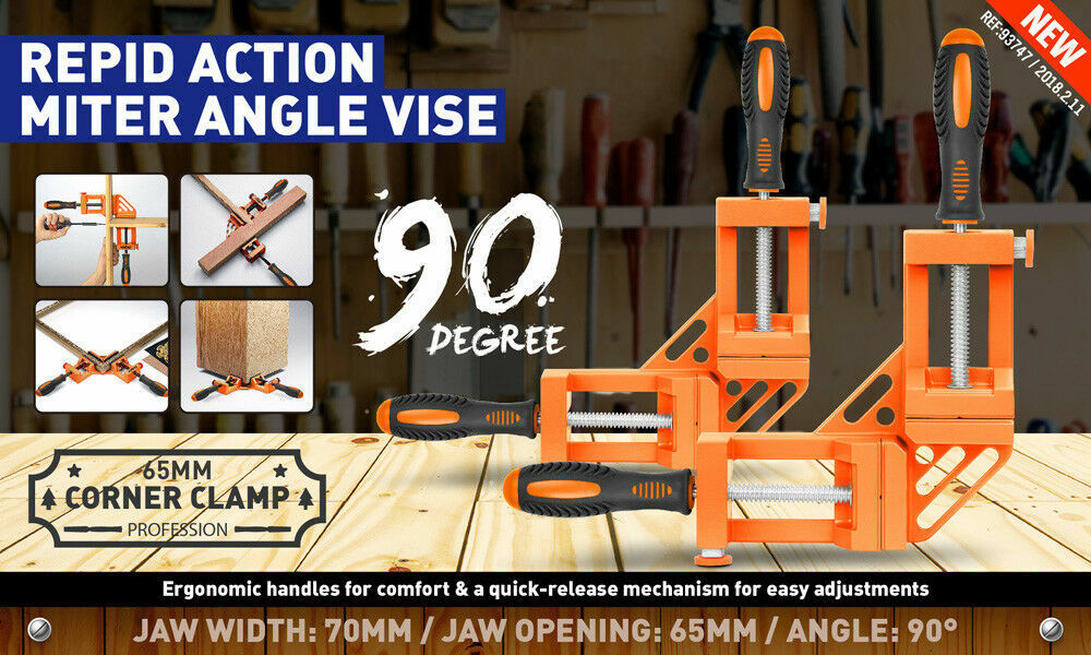 90 degrees Degree Corner Clamp Welding Vice Woodworking Alloy Body With Quick Release V465-93747-AU-5-22PC