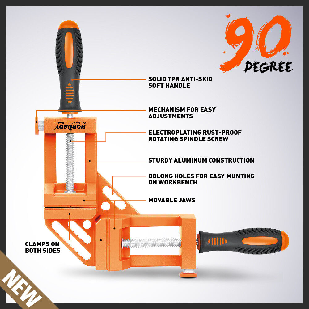 90 degrees Degree Corner Clamp Welding Vice Woodworking Alloy Body With Quick Release V465-93747-AU-5-22PC