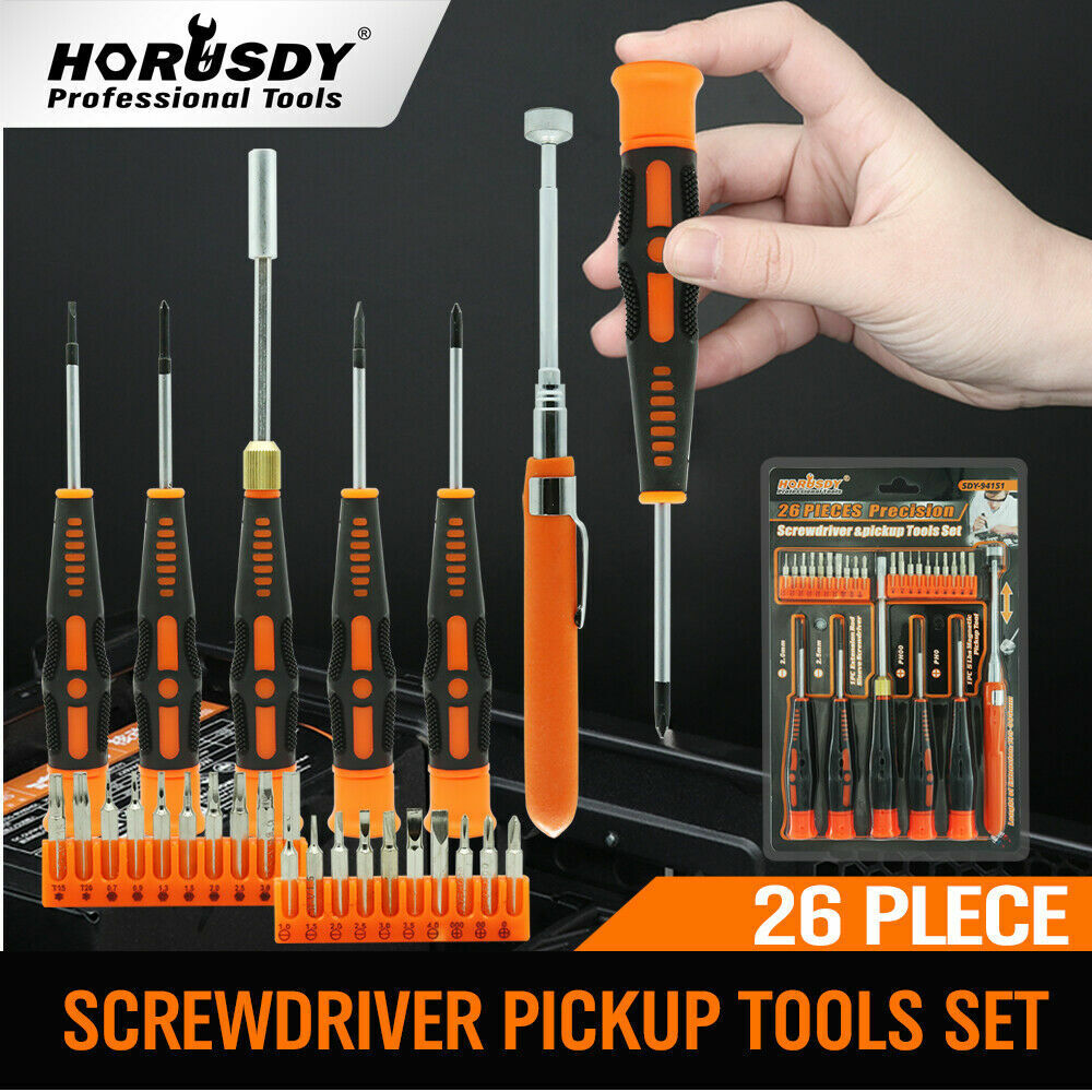 26Pc Precision Screwdriver Set Magnetic Pickup Hex Torx Philip Flat Bits Drive V465-94151