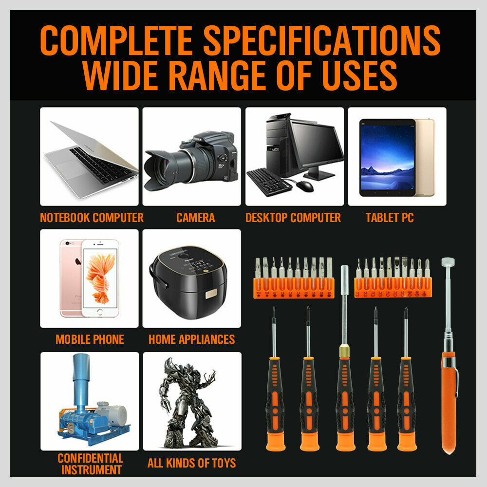 26Pc Precision Screwdriver Set Magnetic Pickup Hex Torx Philip Flat Bits Drive V465-94151