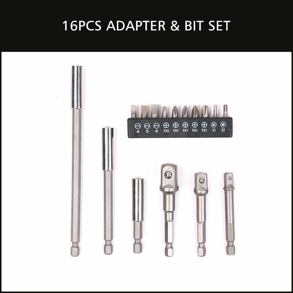 16Pc Socket Bit Adaptor Set Power Drill Nut Driver Extension Screwdriver Bits V465-94175