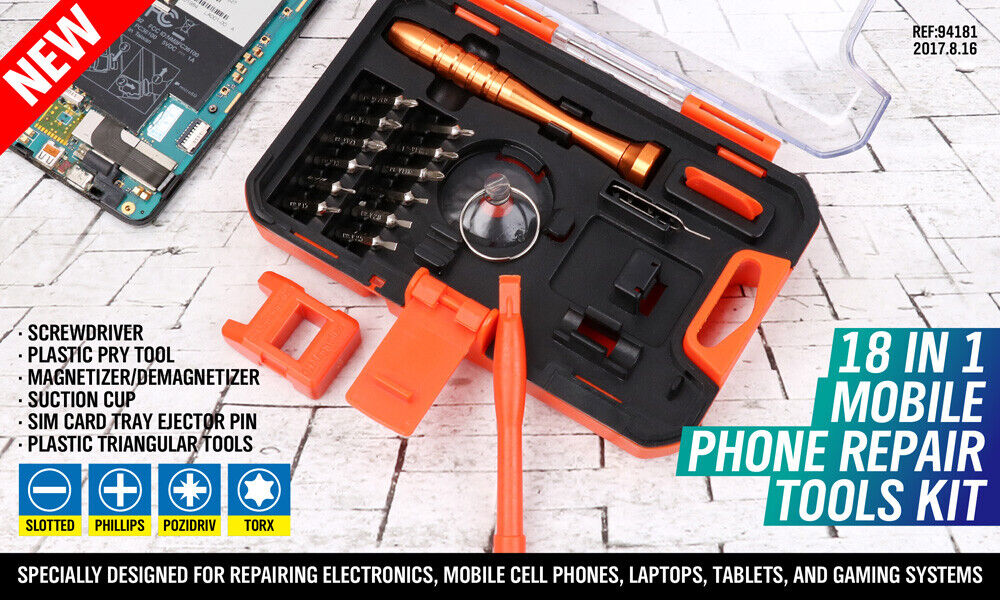 HORUSDY 18 in 1 Mobile Phone Repair Tools Kit Pry Opening Tool Screwdriver V465-94181