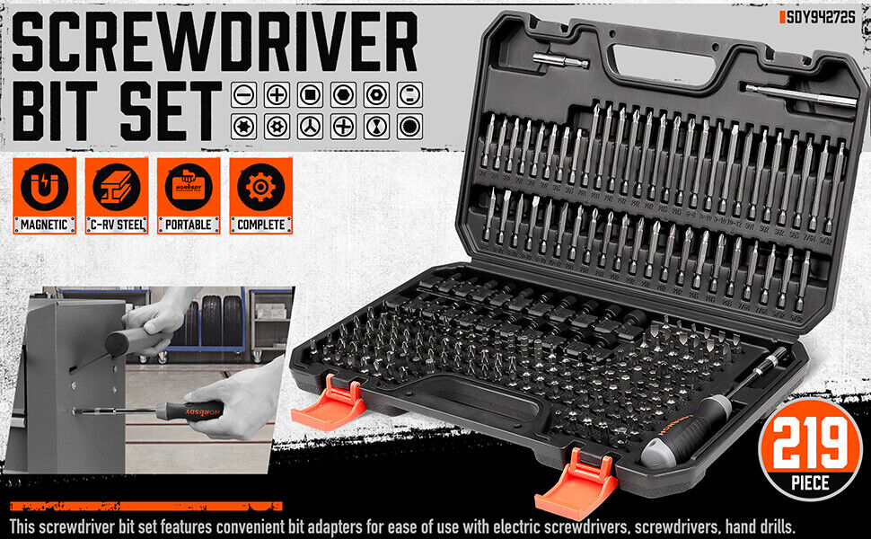 219-Piece Combination Security Bit Set Screw Driver Bit Tamper Proof Torx Box V465-94272
