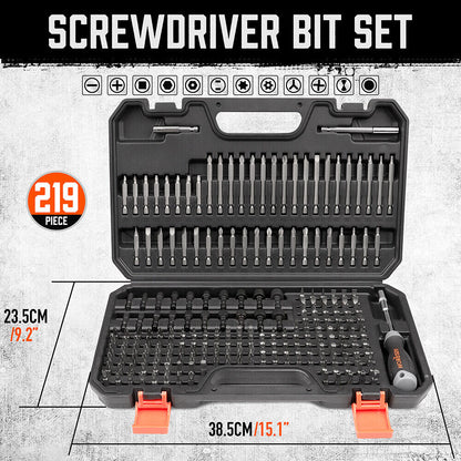 219-Piece Combination Security Bit Set Screw Driver Bit Tamper Proof Torx Box V465-94272