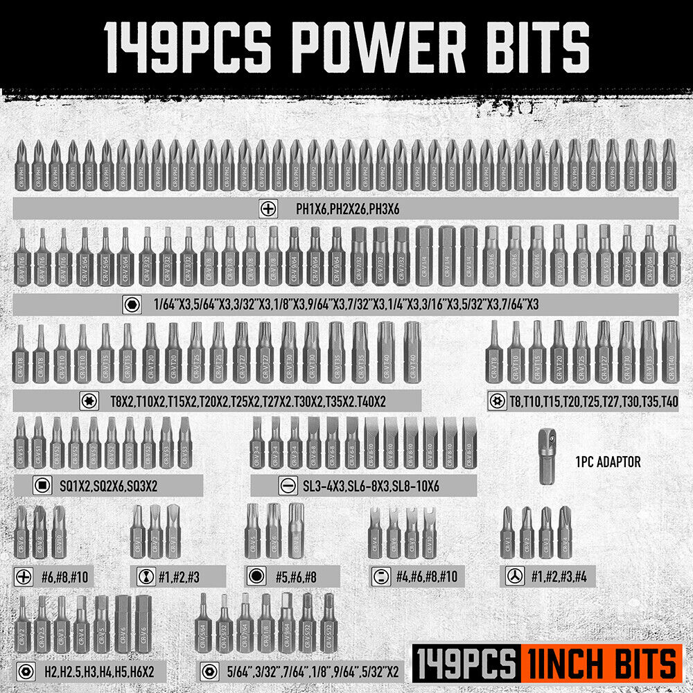 219-Piece Combination Security Bit Set Screw Driver Bit Tamper Proof Torx Box V465-94272