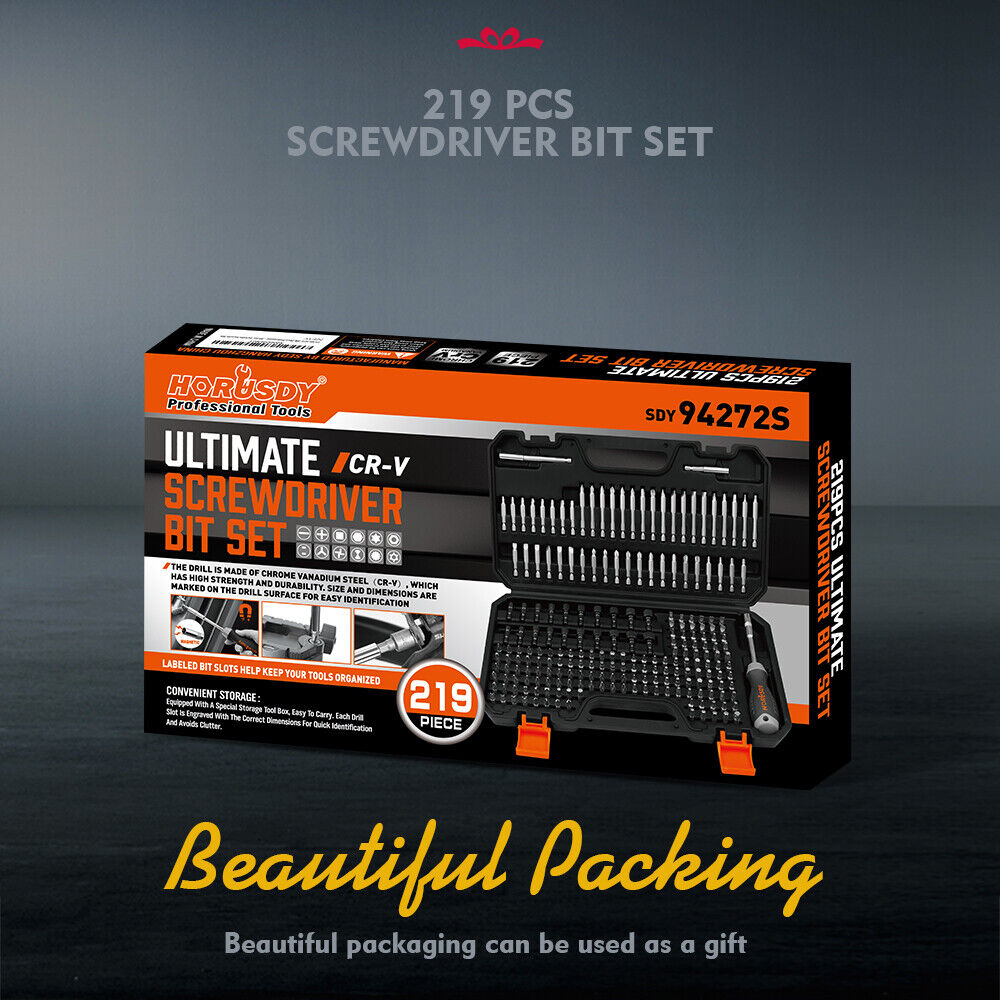 219-Piece Combination Security Bit Set Screw Driver Bit Tamper Proof Torx Box V465-94272