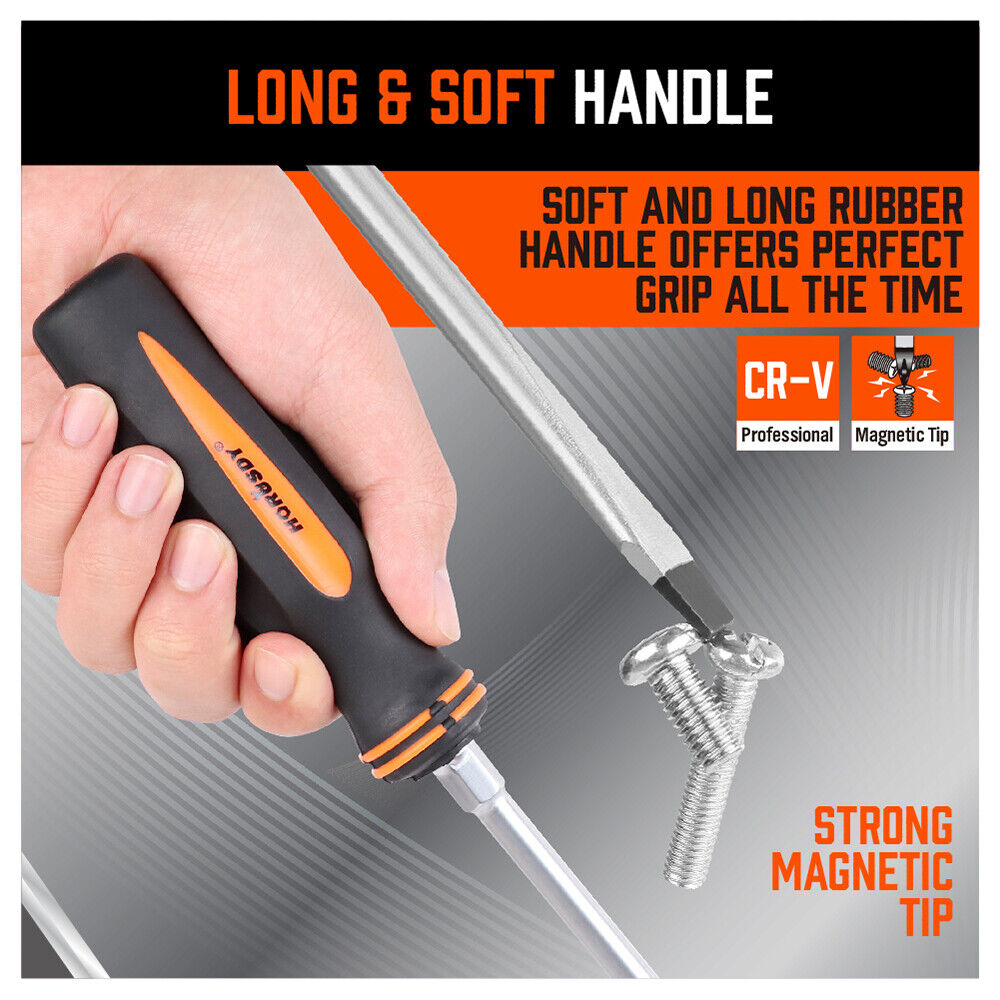 10Pcs Magnetic Screwdriver Set Phillips Slotted Magnetizer Non-Slip Handle Tool V465-94299-SDY