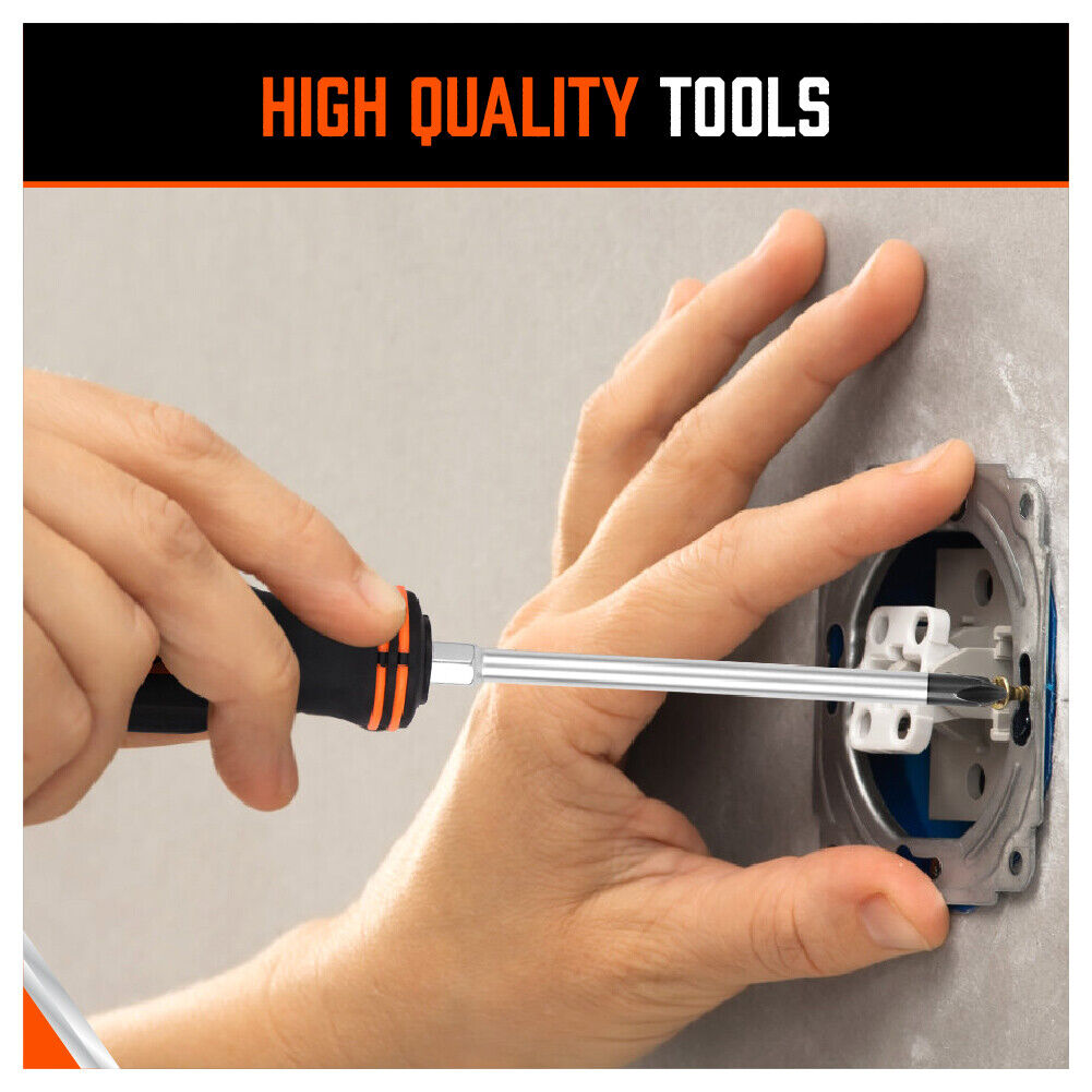 10Pcs Magnetic Screwdriver Set Phillips Slotted Magnetizer Non-Slip Handle Tool V465-94299-SDY