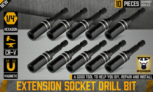 10Pc Magnetic Extension Socket Drill Bit Holder 1/4" Hex Screwdriver Nut Driver V465-94307-AU-5