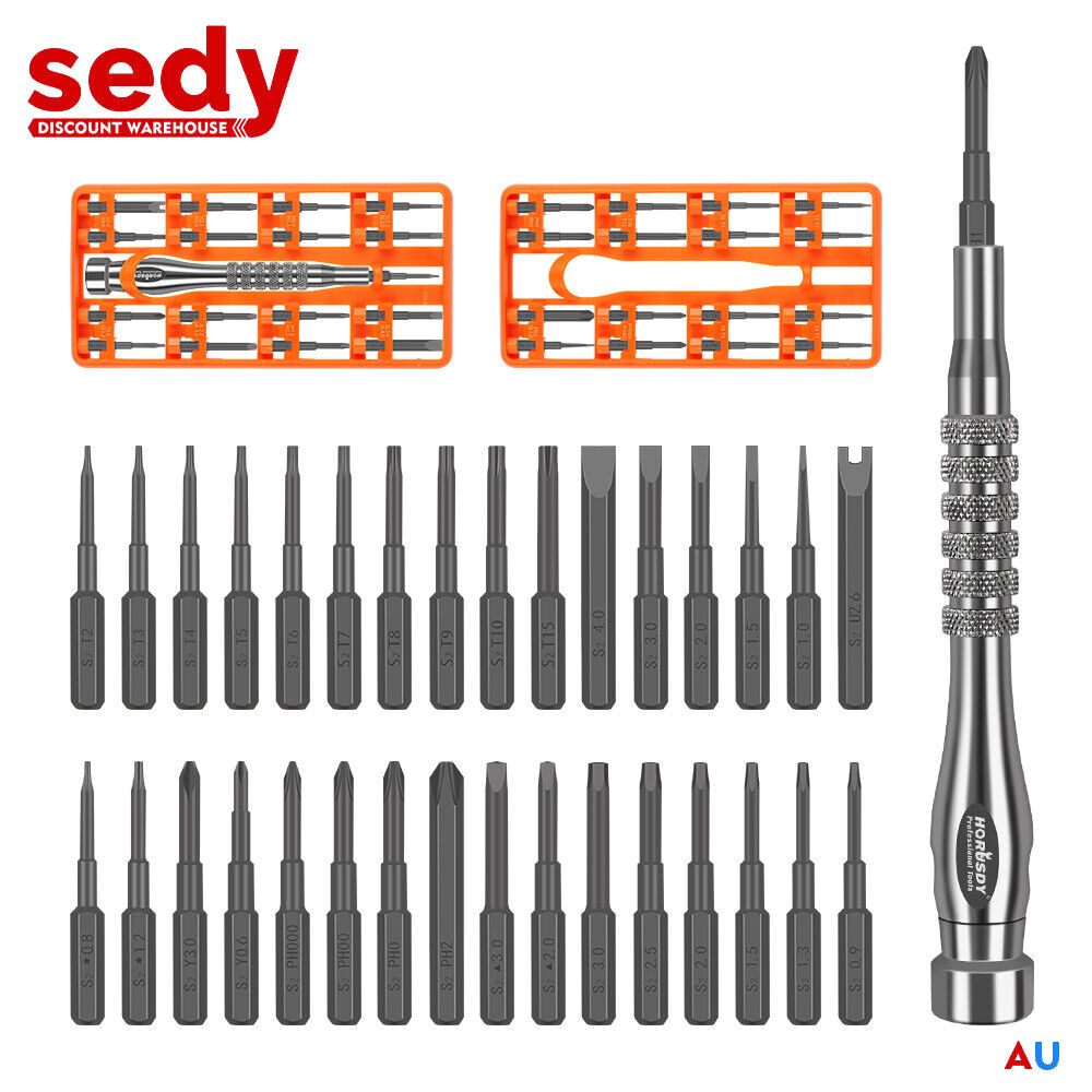 33 PC PRECISION SCREWDRIVER SET BITS PHILIP FLAT SLOTTED TORX HEX ELECTRONIC FIX V465-94359