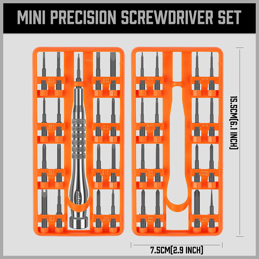 33 PC PRECISION SCREWDRIVER SET BITS PHILIP FLAT SLOTTED TORX HEX ELECTRONIC FIX V465-94359