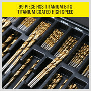 99Pc Drills Set HSS Titanium Coated Wood Plastic Metal Metric 1.5-10mm With Case V465-94370